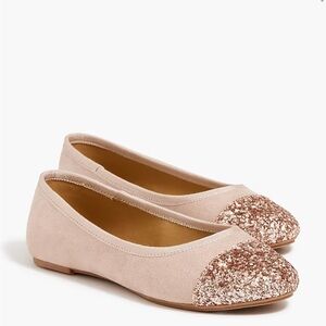 Girls' glitter cap-toe ballet flats